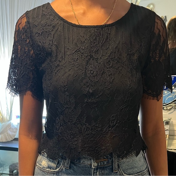 NWOT Black Lace Blouse - Picture 1 of 3